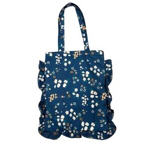 Francesca’s Floral Blue Ruffle Tote Bag